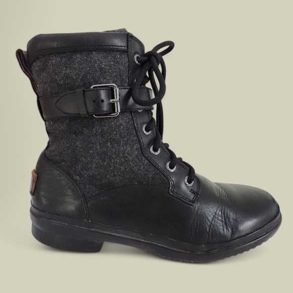 UGG Kesey Lace-Up Winter Boots Black Size 7 - Picture 1 of 12
